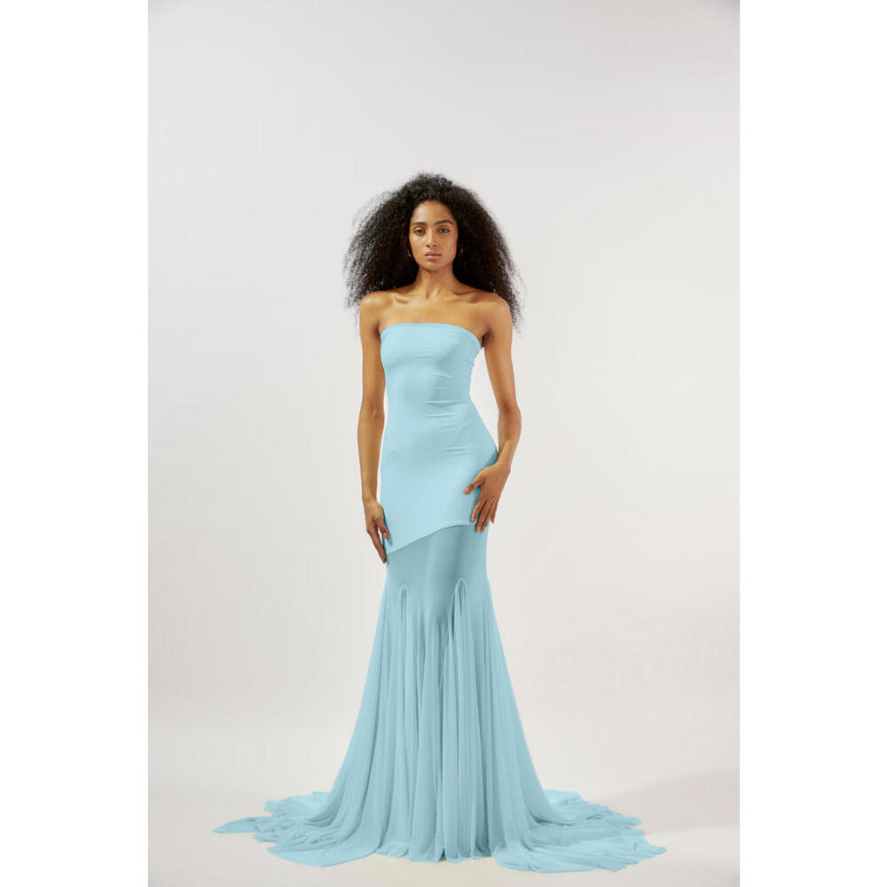 DEME BY GABRIELLA  Dahlia Gown strapless blue dress